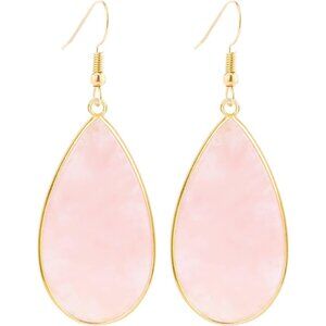 💫 Baublestar Teardrop Earrings Women Pink Natural Crystal Healing Stone Jewelry